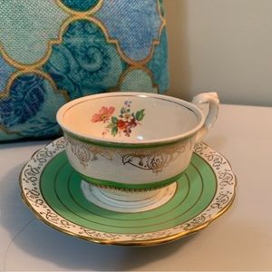 Royal Stafford Tea Cup & Saucer - Bone China Gold Trim/Stripes